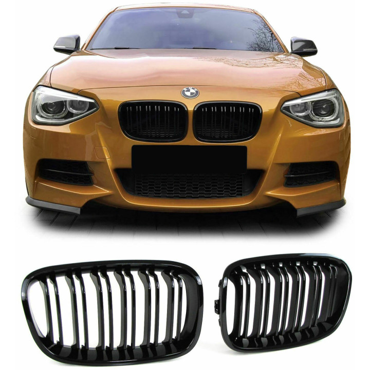 CALANDRE NOIRE MAT DOUBLE BARRE BMW SERIE 1 F20 F21 2011-2014