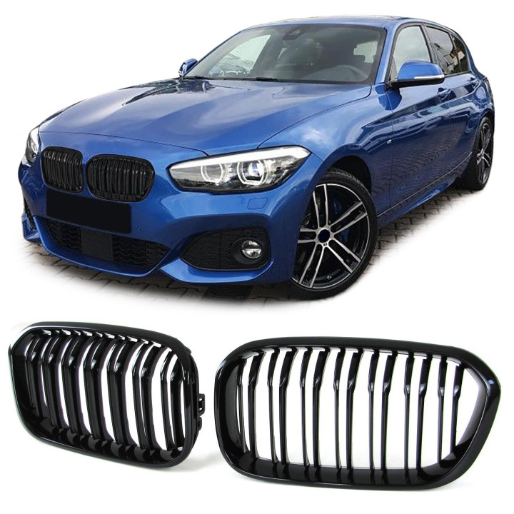 CALANDRE NOIRE BRILLANTE DOUBLE BARRE BMW SERIE 1 F20 F21 2015+