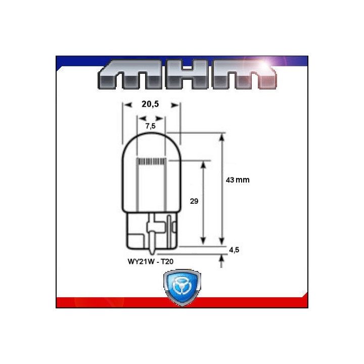 Ampoules T20 WY21W Bleutées éclairage blanc