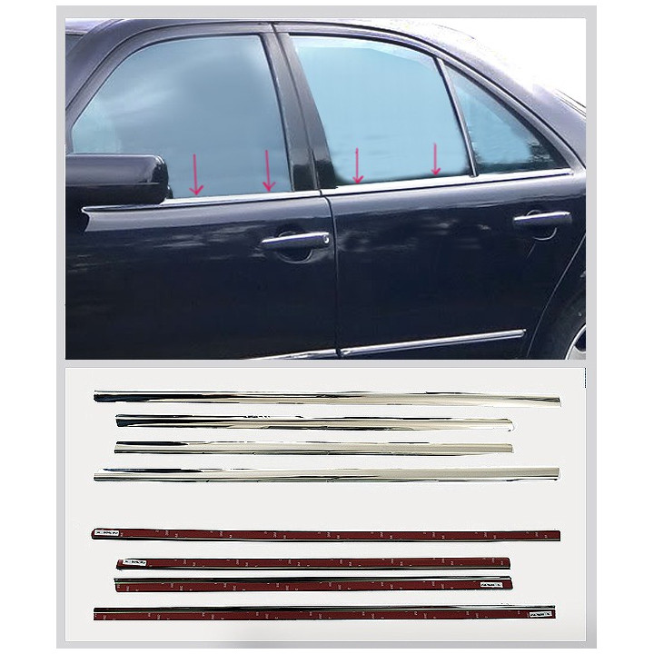 BAGUETTES VITRES CHROME MERCEDES W124 