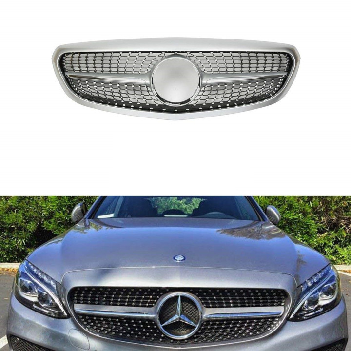 CALANDRE DIAMANT GRISE+CHROME MERCEDES W205 2014+ CLASSIC