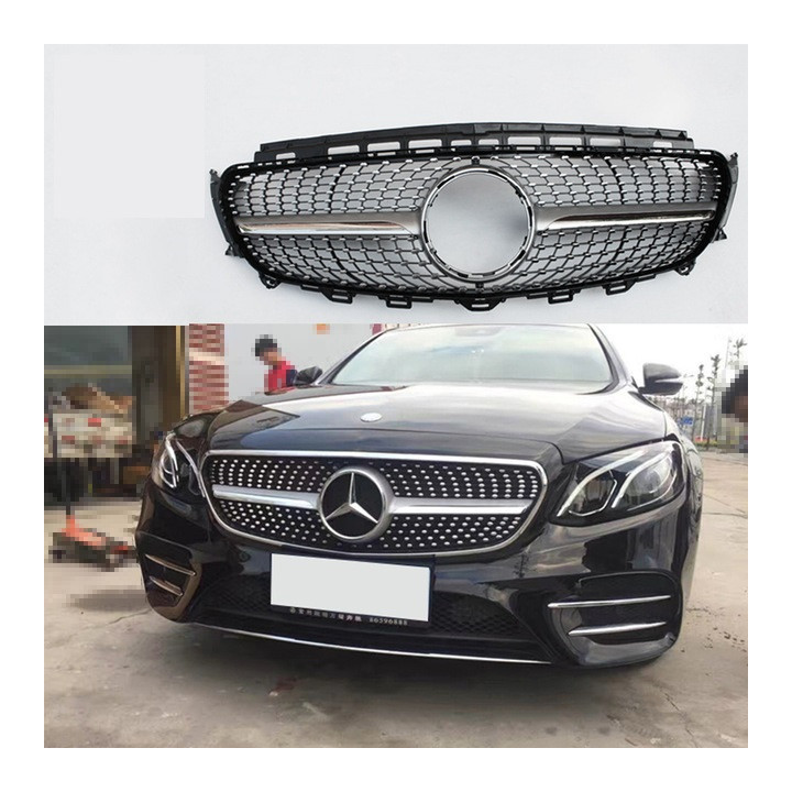 CALANDRE DIAMANT GRISE+CHROME MERCEDES W213 2016+ AVEC CAMERA