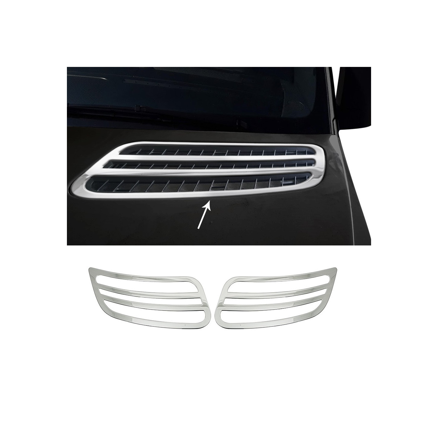 Lot de 2 garnitures de capot en ABS chromé pour Sprinter W906