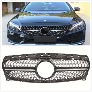 CALANDRE DIAMANT NOIRE + CHROME MERCEDES CLASSE CLA W117 2013-2016